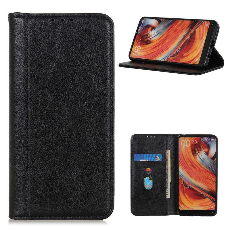 Flip Kotelot Xiaomi Mi 10T Lite 5G / Redmi Note 9 Pro 5G Vihreä Musta Puhelinkuoret Halkaistu Litsi Nahka