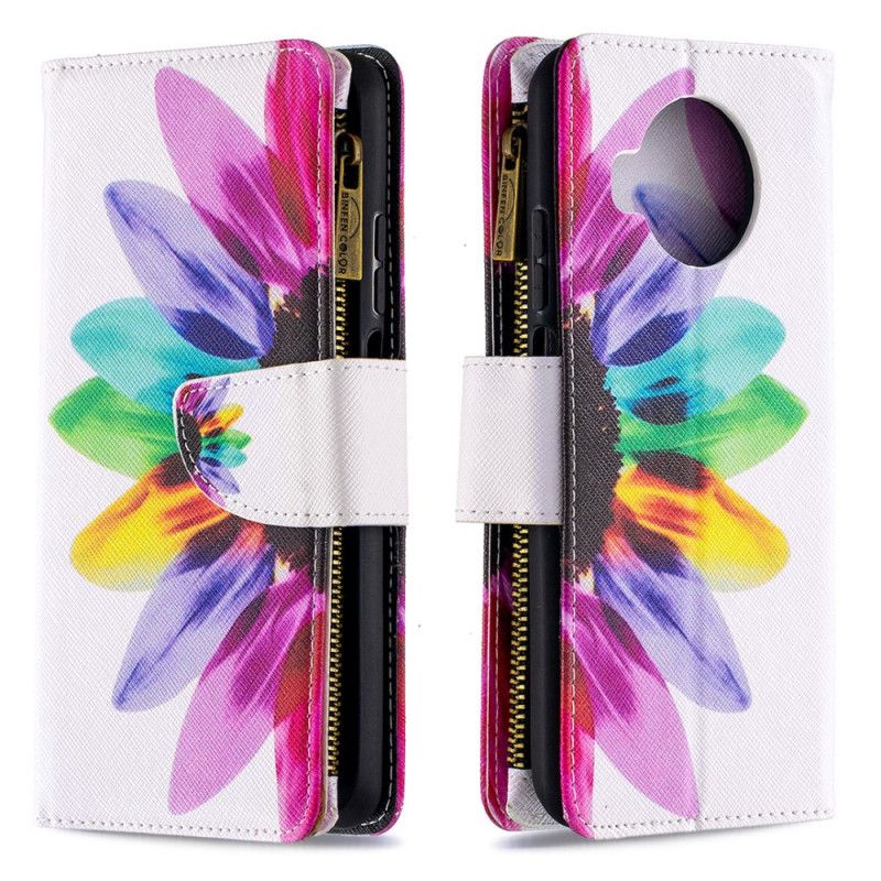 Kotelot Xiaomi Mi 10T Lite 5G / Redmi Note 9 Pro 5G Valkoinen Musta Kukka Vetoketjutasku