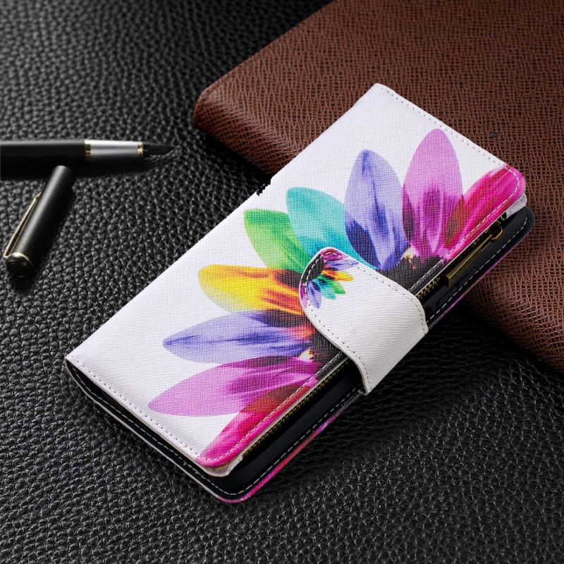 Kotelot Xiaomi Mi 10T Lite 5G / Redmi Note 9 Pro 5G Valkoinen Musta Kukka Vetoketjutasku