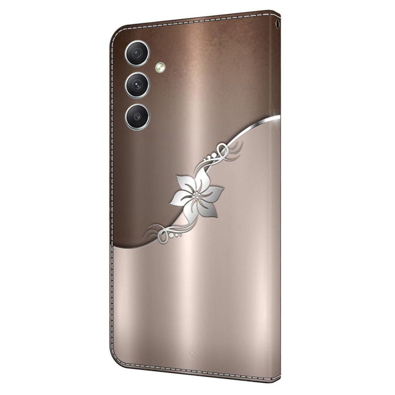 Nahkakotelo Samsung Galaxy A15 Hopeakukka