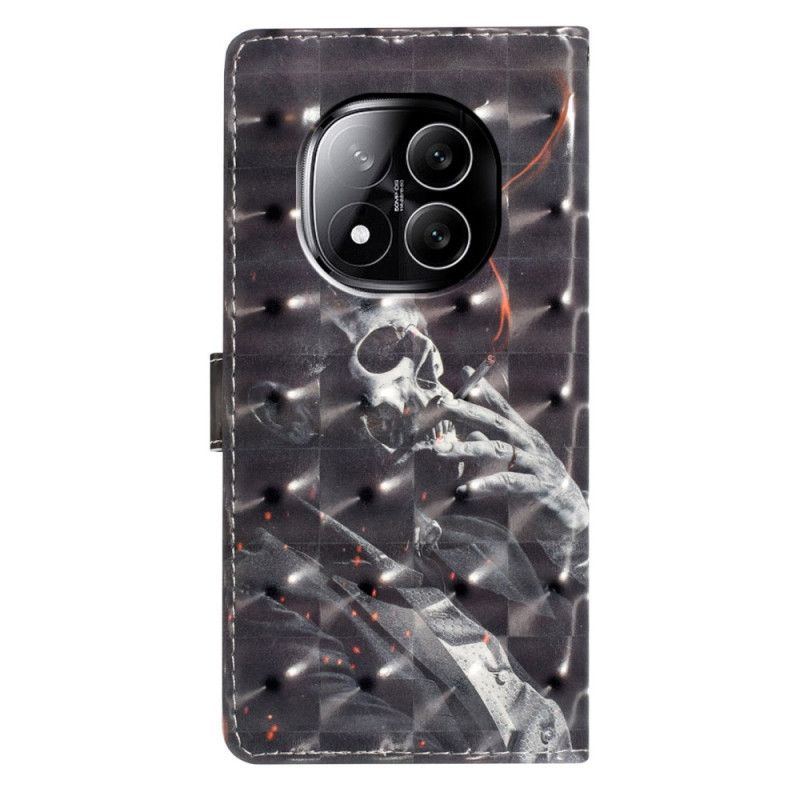 Nahkakotelo Xiaomi Redmi Note 14 Pro Plus 5g 3d-savuava Luuranko