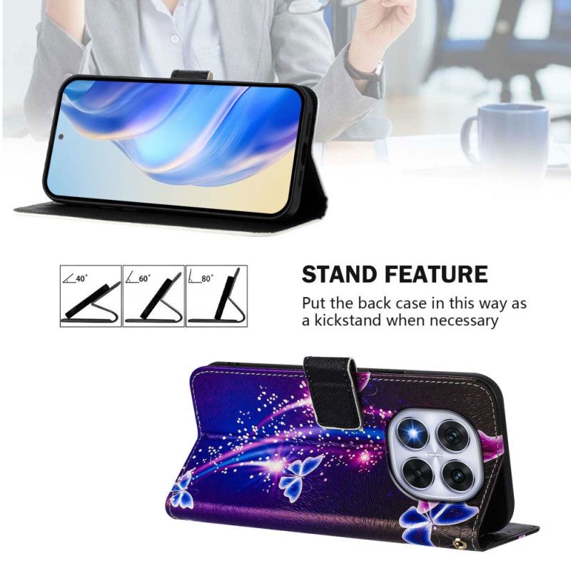 Nahkakotelo Xiaomi Redmi Note 14 Pro Plus 5g Juhlava Perhoskuvio