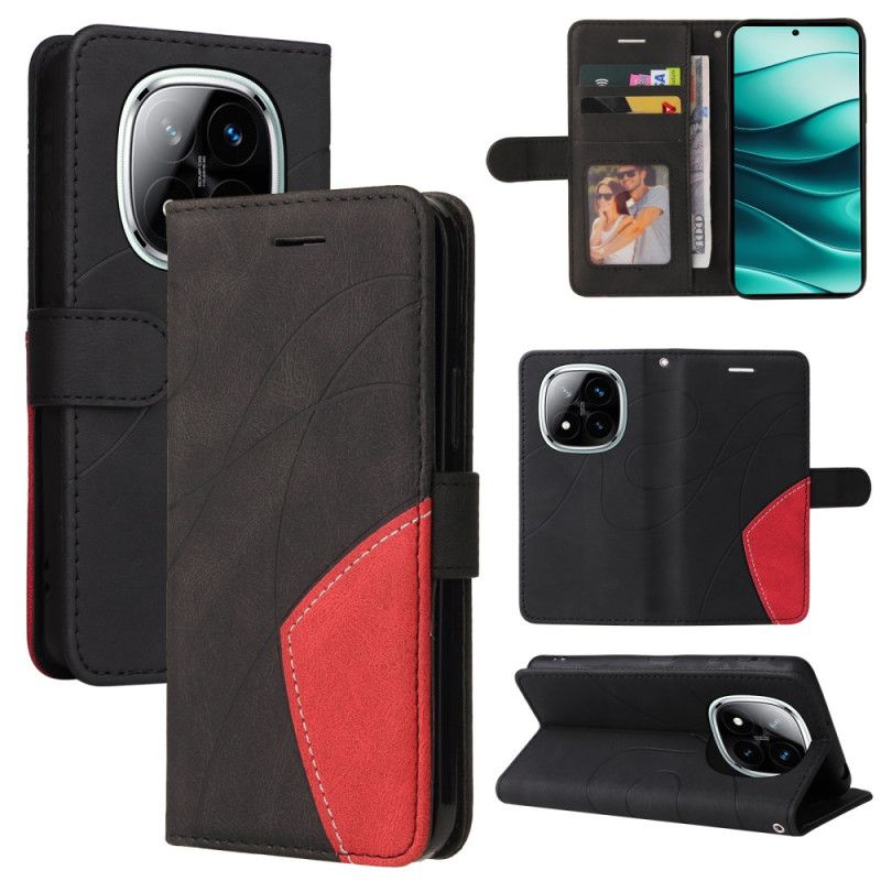 Nahkakotelo Xiaomi Redmi Note 14 Pro Plus 5g Kaksivärisiä Aaltoviivoja