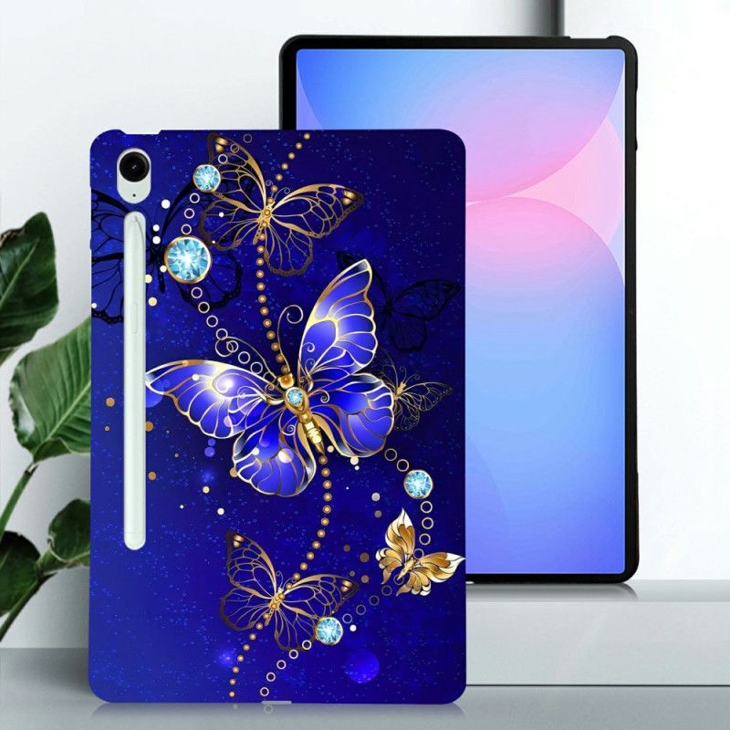 Kuori Samsung Galaxy Tab S10 Fe Plus Sinisiä Ja Kultaisia Perhosia