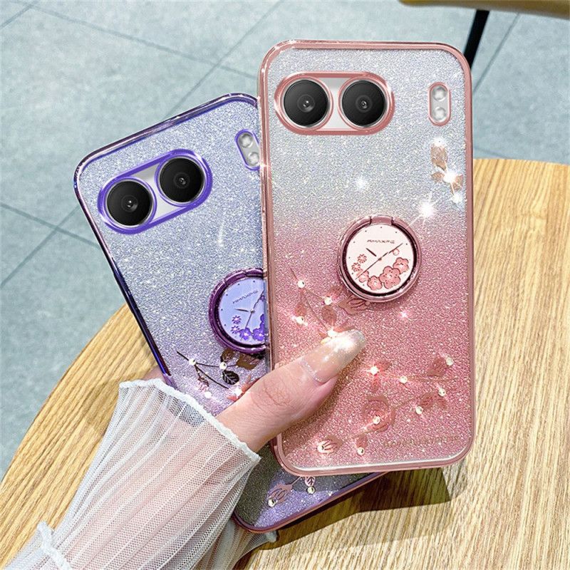 Kuori Oneplus Nord 4 Kadem Paljeteilla Ja Strassilla Koristeltu Sormusteline