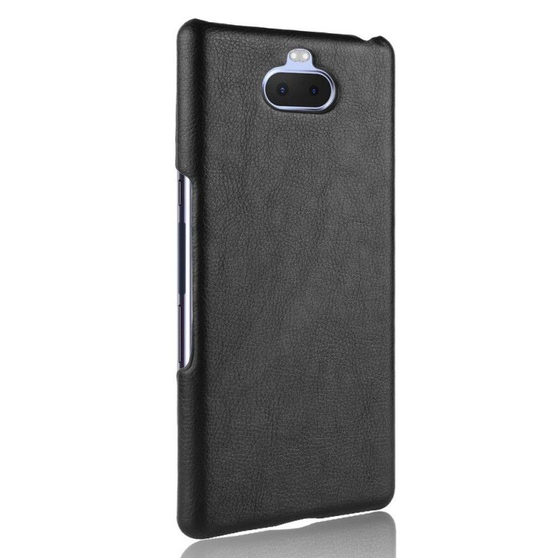 Kuori Sony Xperia 10 Plus Harmaa Musta Suorituskykyinen Litsi Nahkainen Vaikutus