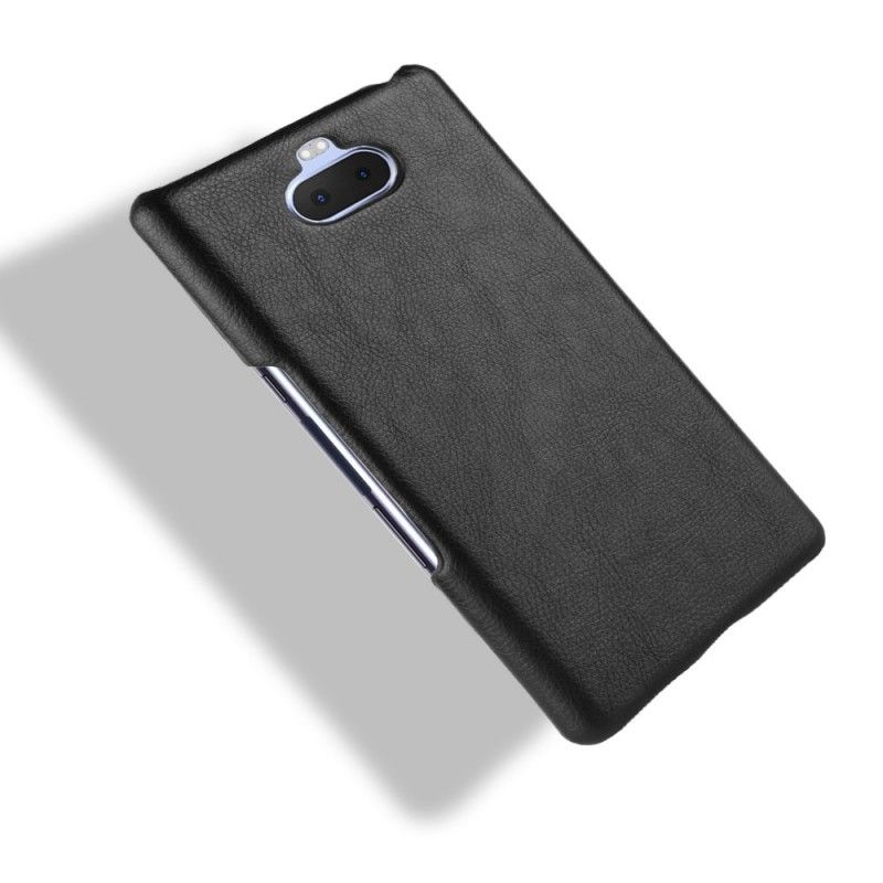 Kuori Sony Xperia 10 Plus Harmaa Musta Suorituskykyinen Litsi Nahkainen Vaikutus