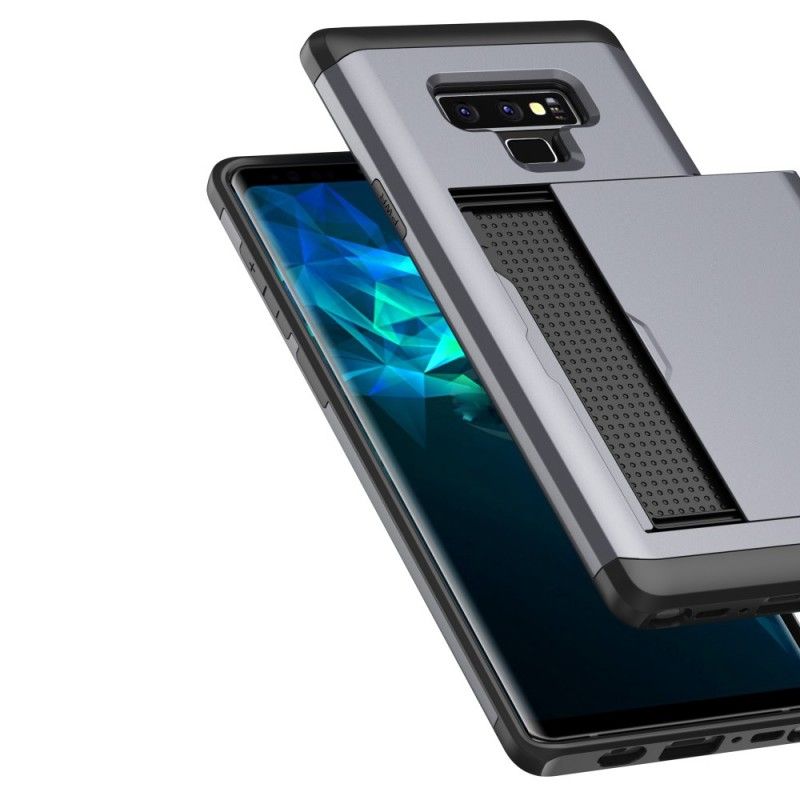 Kuori Samsung Galaxy Note 9 Valkoinen Musta Jäykkä Räikeä Korttikotelo Suojakuori