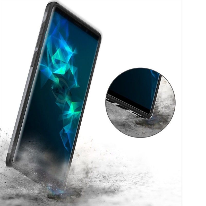 Kuori Samsung Galaxy Note 9 Valkoinen Musta Jäykkä Räikeä Korttikotelo Suojakuori
