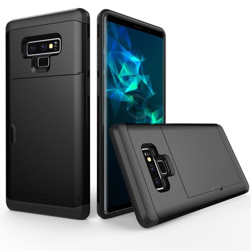 Kuori Samsung Galaxy Note 9 Valkoinen Musta Jäykkä Räikeä Korttikotelo Suojakuori