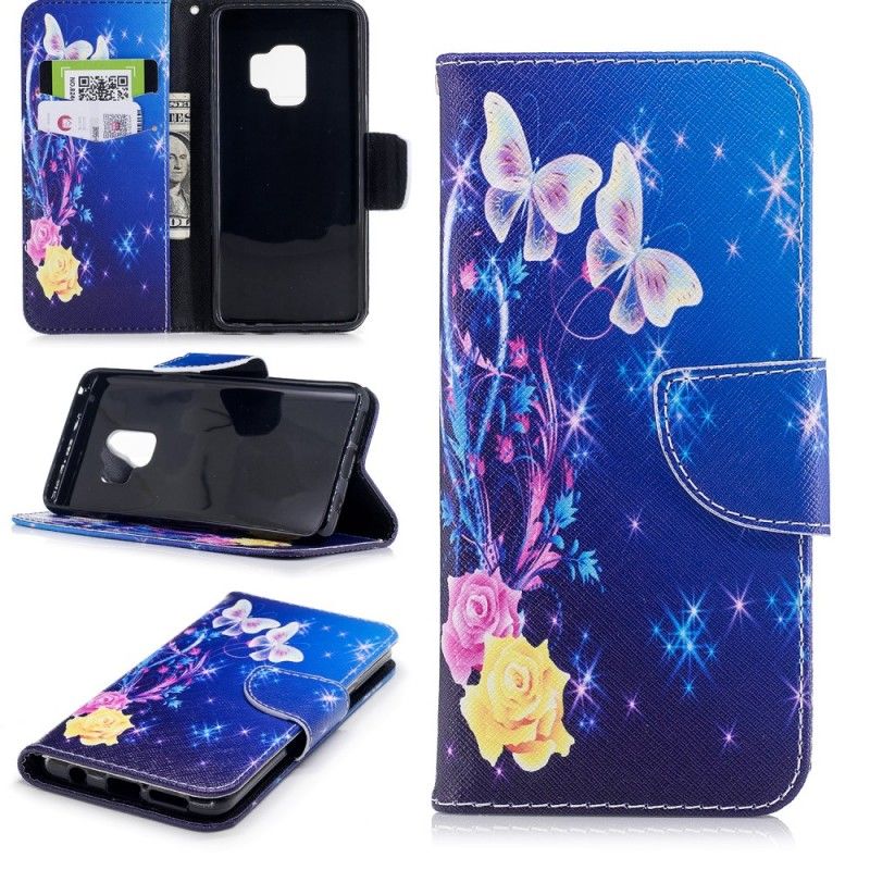 Kotelot Samsung Galaxy S9 Perhosia Yöllä