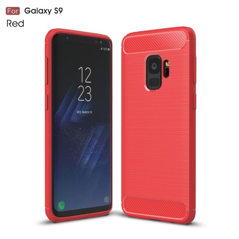 Kuori Samsung Galaxy S9 Punainen Musta Harjattu Hiilikuitu Suojakuori