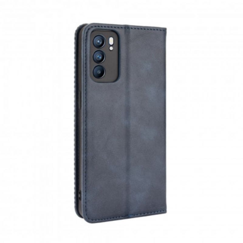 Nahkakuori Flip Kotelot Oppo Reno 6 5g Puhelinkuoret Tyylitelty Vintage-nahkaefekti