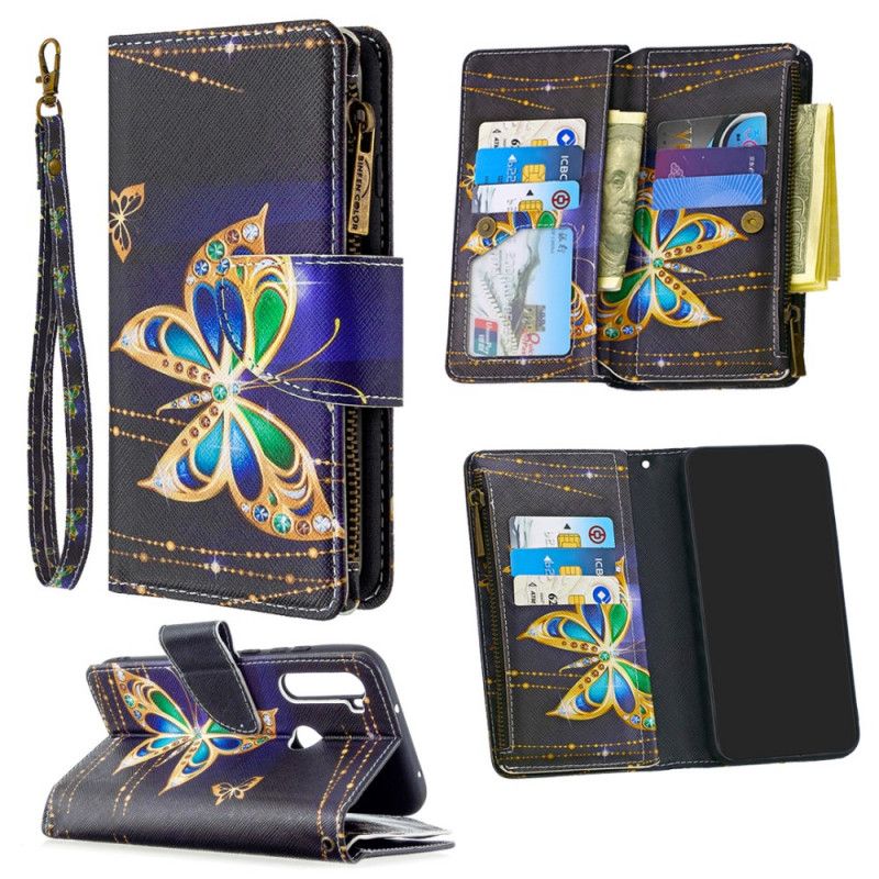 Kotelot Xiaomi Redmi Note 8T Kultainen Perhonen Vetoketjutasku