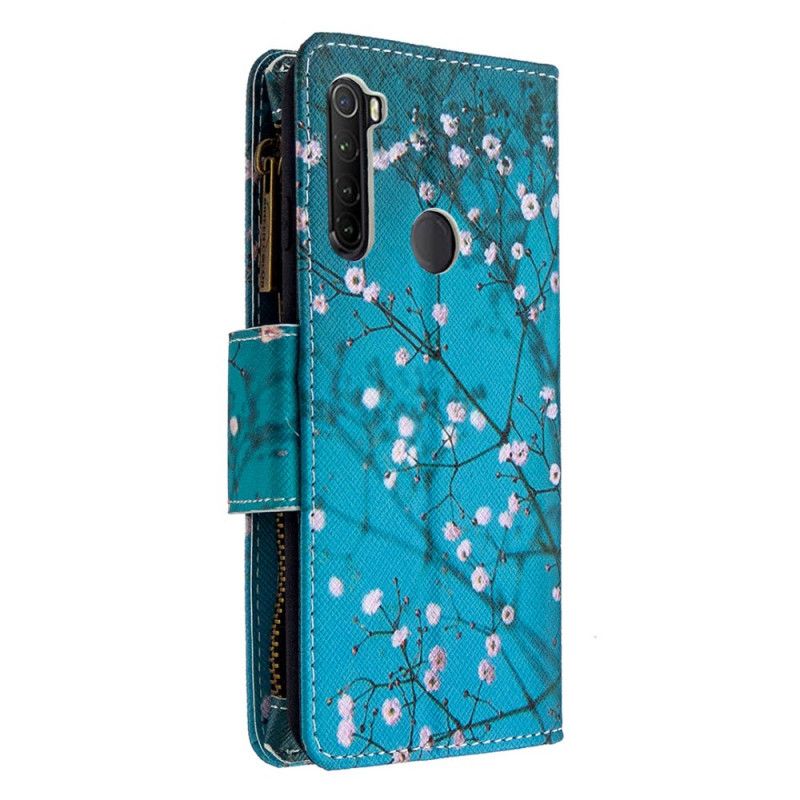 Kotelot Xiaomi Redmi Note 8T Vaaleansininen Valkoinen Puu Vetoketjullinen Tasku Suojakuori