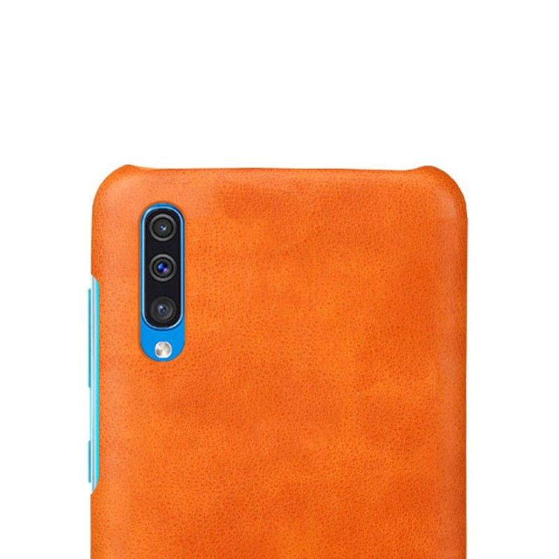 Kuori Samsung Galaxy A50 Harmaa Musta Suorituskykyinen Litsi Nahkainen Vaikutus