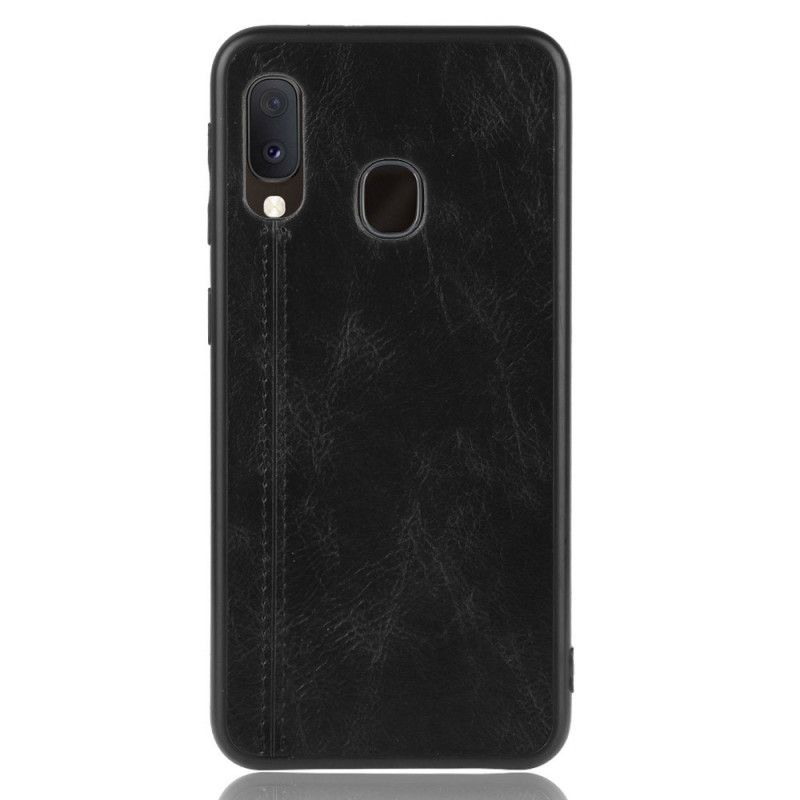 Kuori Samsung Galaxy A20e Punainen Musta Ommeltu Nahkaefekti