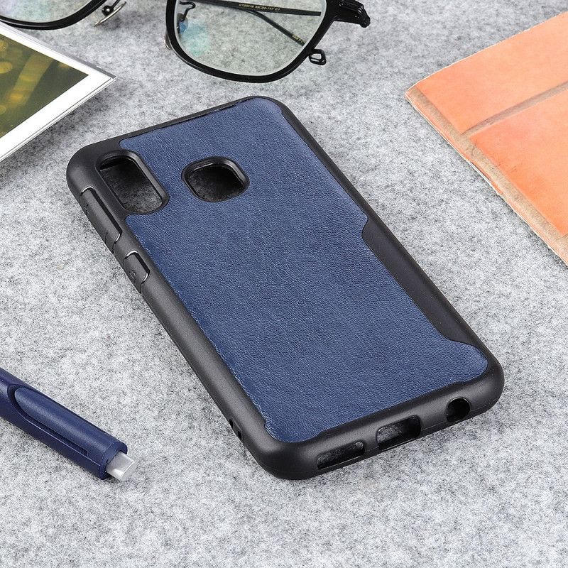 Kuori Samsung Galaxy A20e Tummansininen Musta Himmeä Nahkainen Viiste