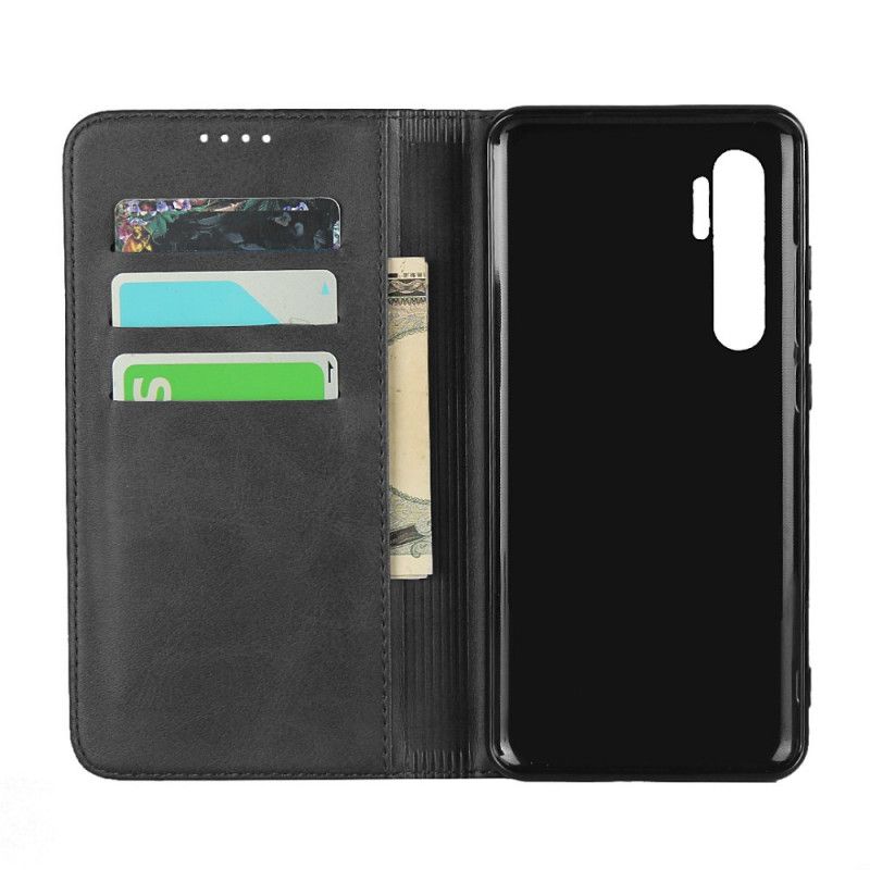 Flip Kotelot Xiaomi Mi Note 10 Lite Punainen Musta Tyylikäs Halkaistu Nahka