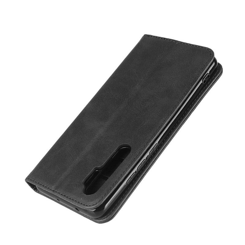 Flip Kotelot Xiaomi Mi Note 10 Lite Punainen Musta Tyylikäs Halkaistu Nahka