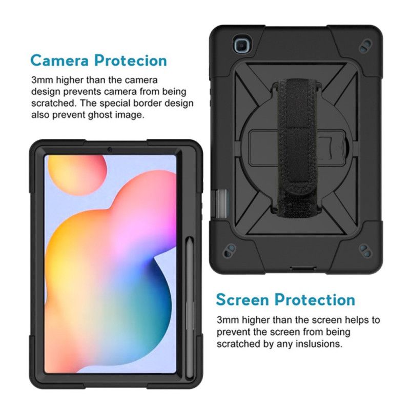 Kuori Samsung Galaxy Tab S6 Lite Punainen Musta Hihna Ja Olkahihna Suojakuori