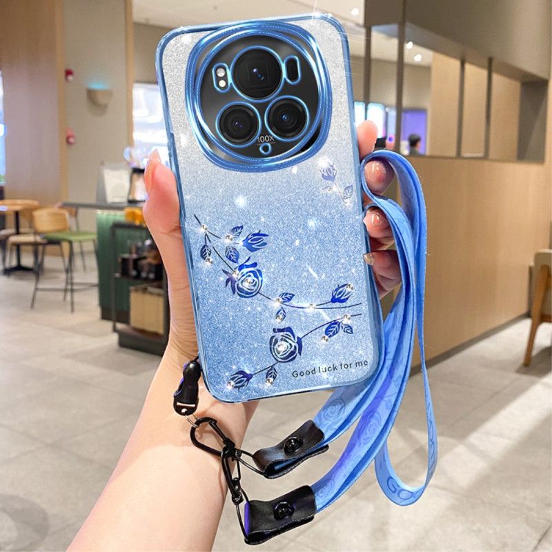 Kuori Honor Magic 6 Pro Kukkia Ja Strassit Hihnalla