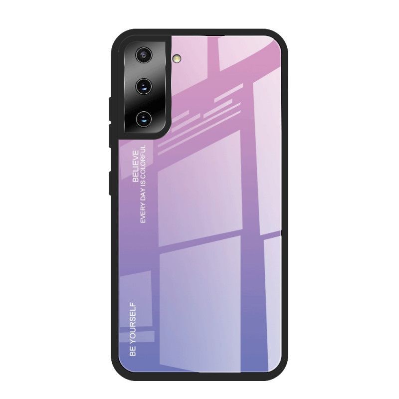 Kuori Samsung Galaxy S21 Ultra 5G Magenta Punainen Ole Itsesi Karkaistua Lasia Suojakuori