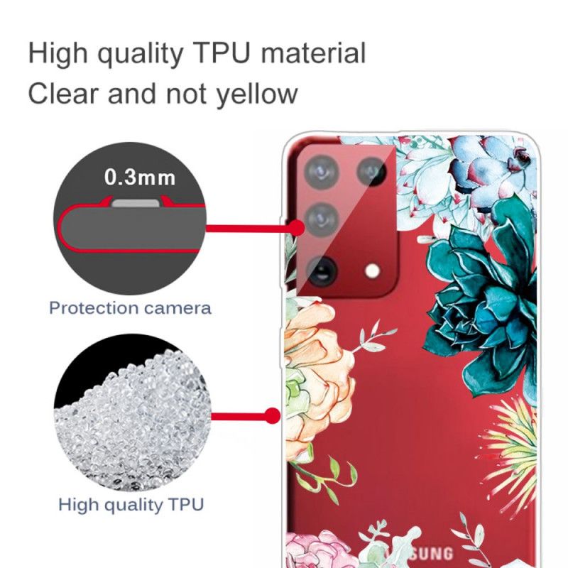 Kuori Samsung Galaxy S21 Ultra 5G Vesiväri Kukkia