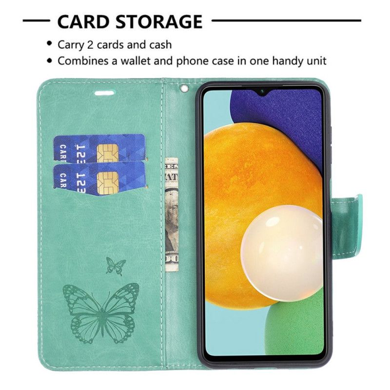Flip Kotelot Samsung Galaxy A13 5g Perhosia Lennossa Kaulanauhan Kanssa Suojakuori