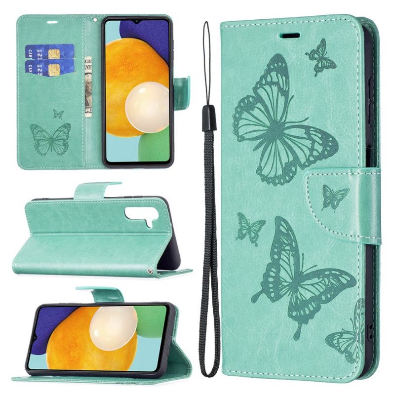 Flip Kotelot Samsung Galaxy A13 5g Perhosia Lennossa Kaulanauhan Kanssa Suojakuori