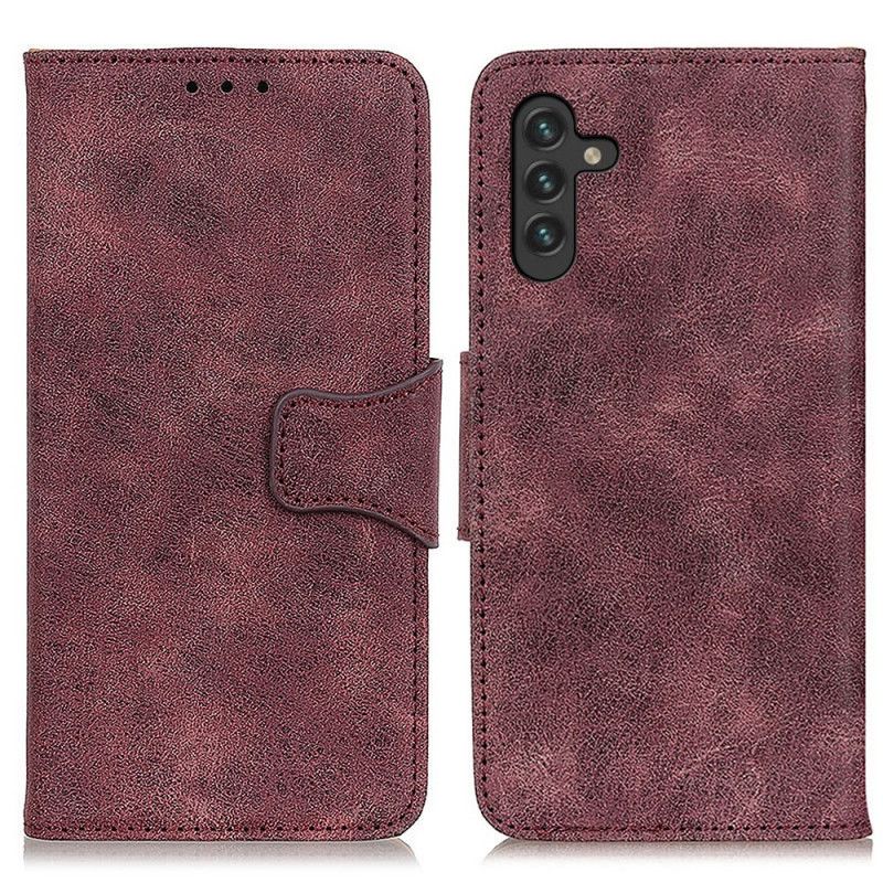 Flip Kotelot Samsung Galaxy A13 5g Vintage Haljasnahkaa Suojakuori