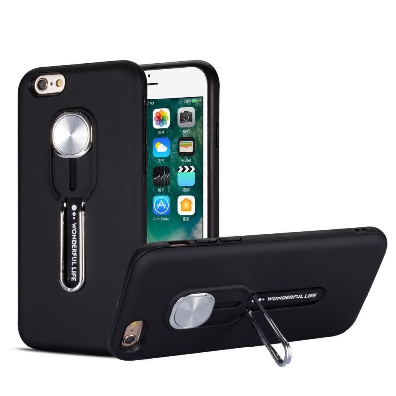Kuori iPhone 6 / 6S Punainen Musta Onnellinen Elämä Tukirenkaalla Suojakuori