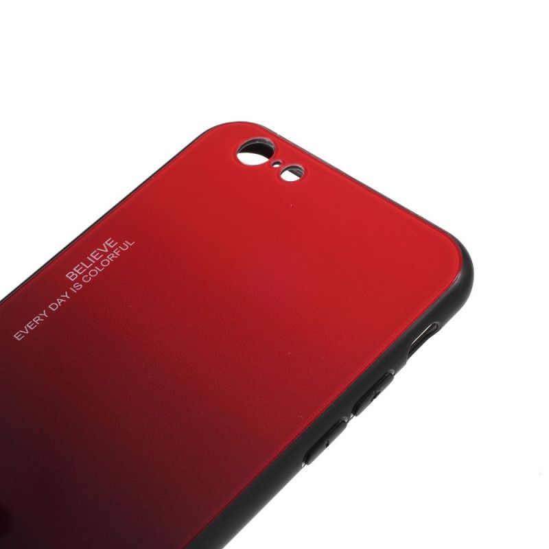 Kuori iPhone 6 / 6S Tummansininen Punainen Ole Itse Karkaistu Lasi Suojakuori