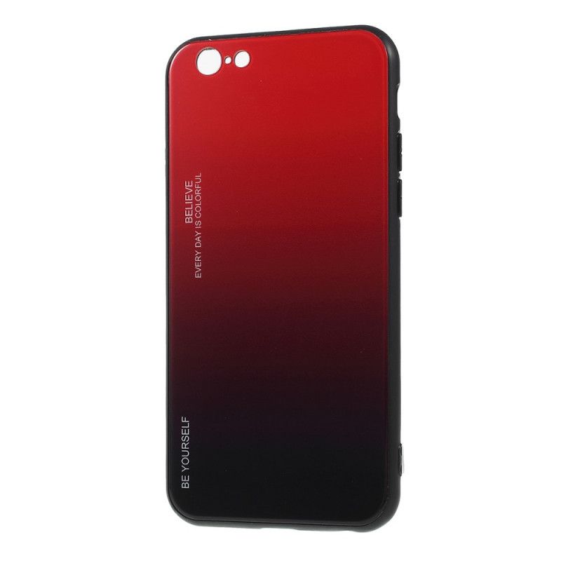 Kuori iPhone 6 / 6S Tummansininen Punainen Ole Itse Karkaistu Lasi Suojakuori
