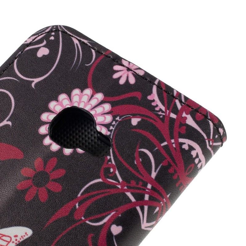 Suojakuori Samsung Galaxy XCover 4S / 4 Musta Perhosia Ja Kukkia
