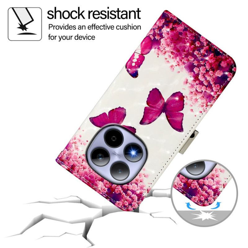 Kotelot Xiaomi Redmi Note 15 Pro 5g Vaaleanpunaisia Perhosia