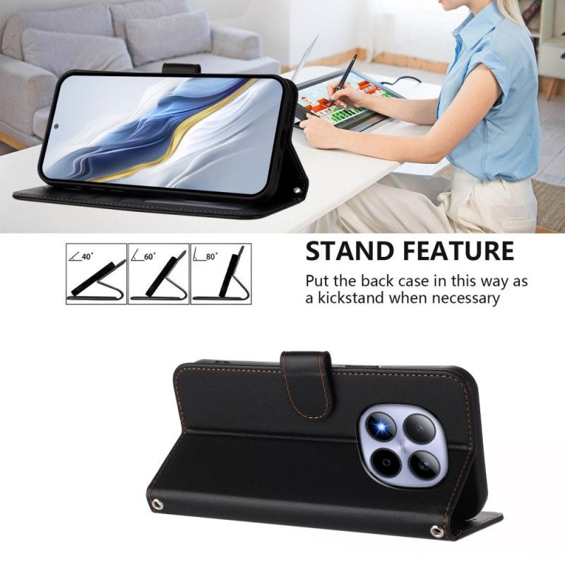 Nahkakotelo Xiaomi Redmi Note 15 Pro 5g Klassinen Hihnalla