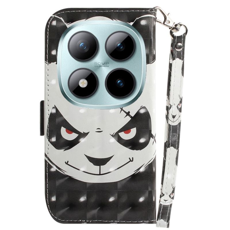 Nahkakotelo Xiaomi Redmi Note 15 Pro 5g Vihainen Panda Hihnoilla