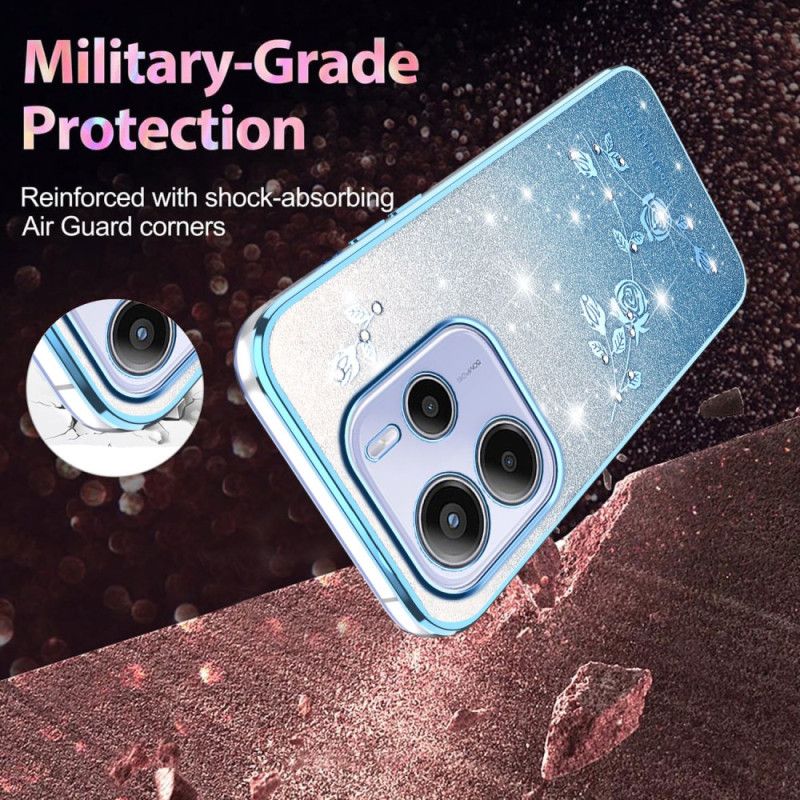 Case Xiaomi Redmi Note 14 4g Puhelinkuoret Liukuvärjätyt Kukat Kimallus