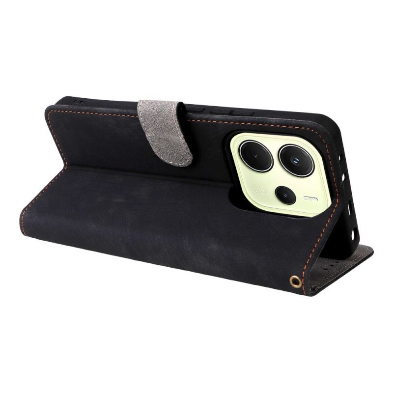 Kotelot Xiaomi Redmi Note 14 4g Puhelinkuoret Rfid-suojattu Mokkanahkakuvio Hihnalla