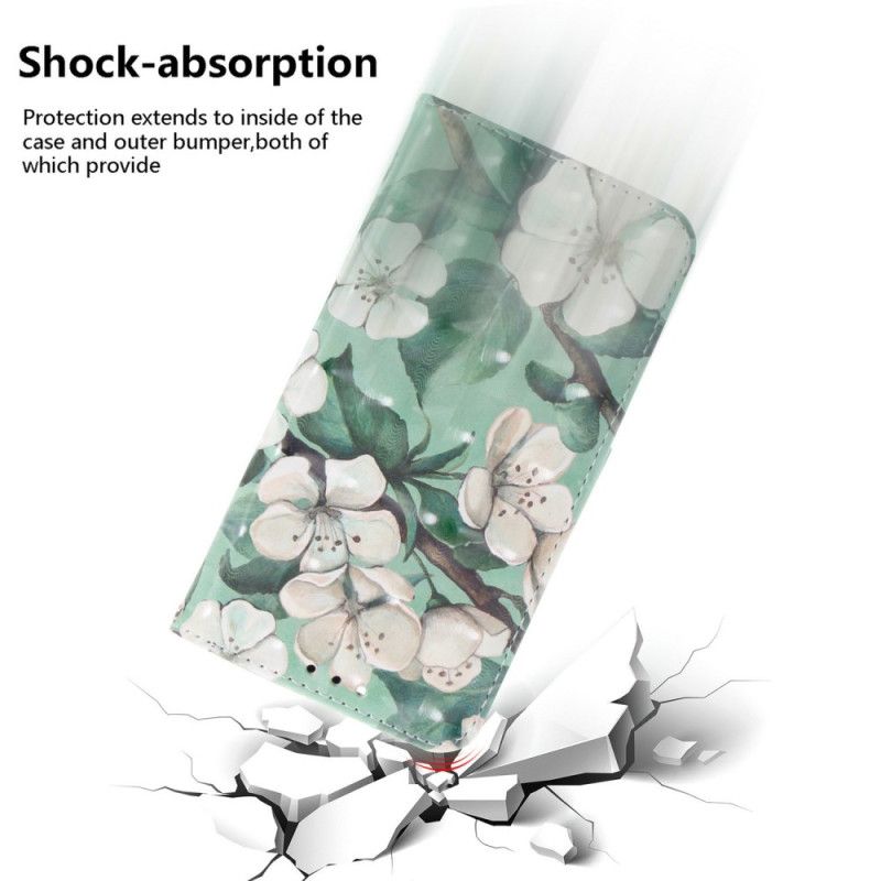 Kotelot Xiaomi Redmi Note 14 4g Valkoisia Kukkia Hihnalla