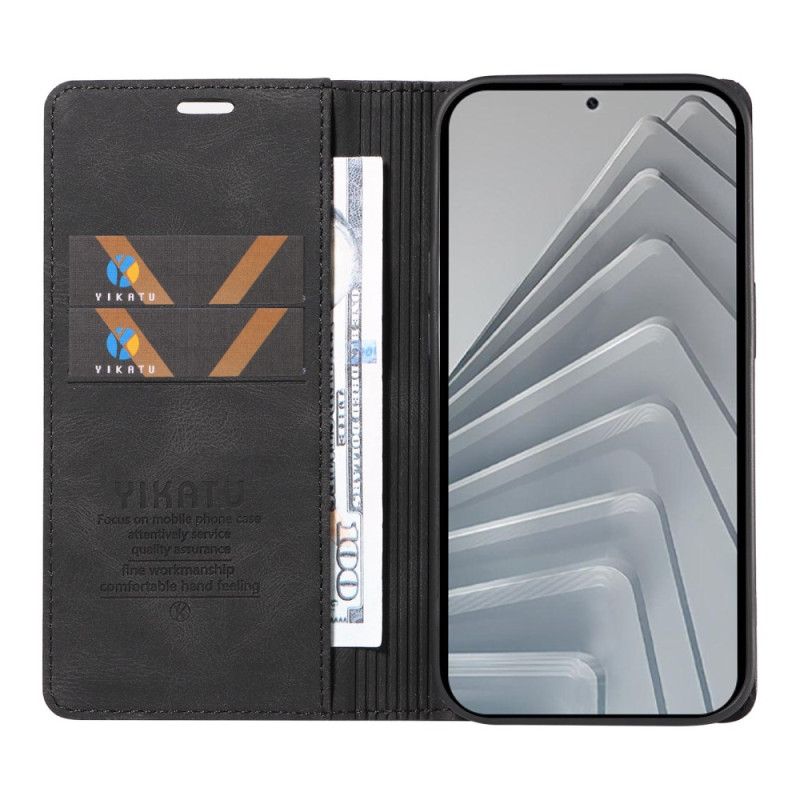 Nahkakotelo Xiaomi Redmi Note 14 4g Ykatu Ruskea Mokkanahkakuvio Suojakuori