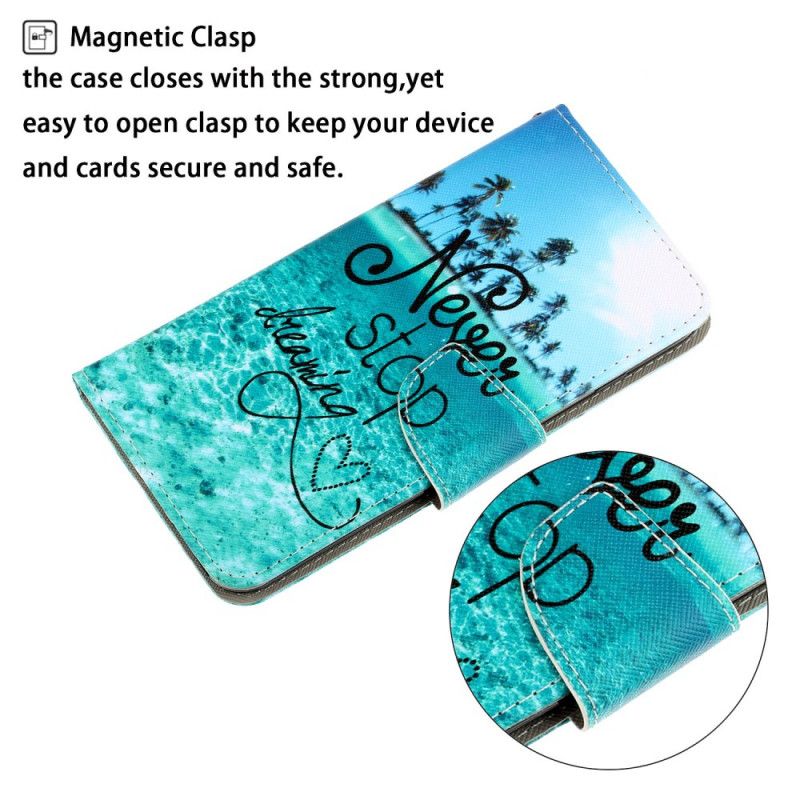 Flip Case Xiaomi Redmi 9 Älä Koskaan Lopeta Haaveilemasta Merihihnaa