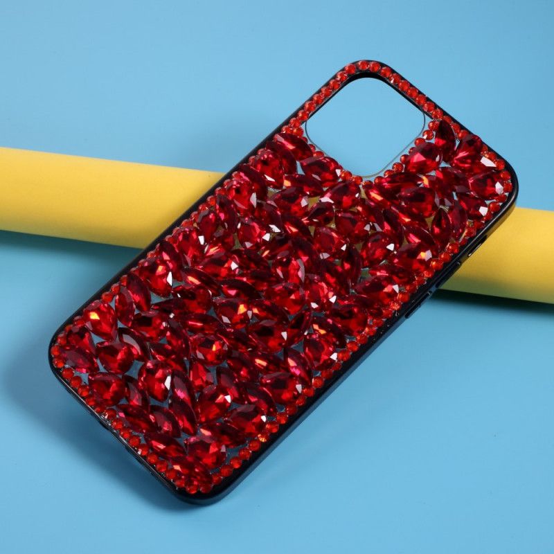 Case Kuoret iPhone 12 Mini Puhelinkuoret Silikoni Ja Punaiset Kivet