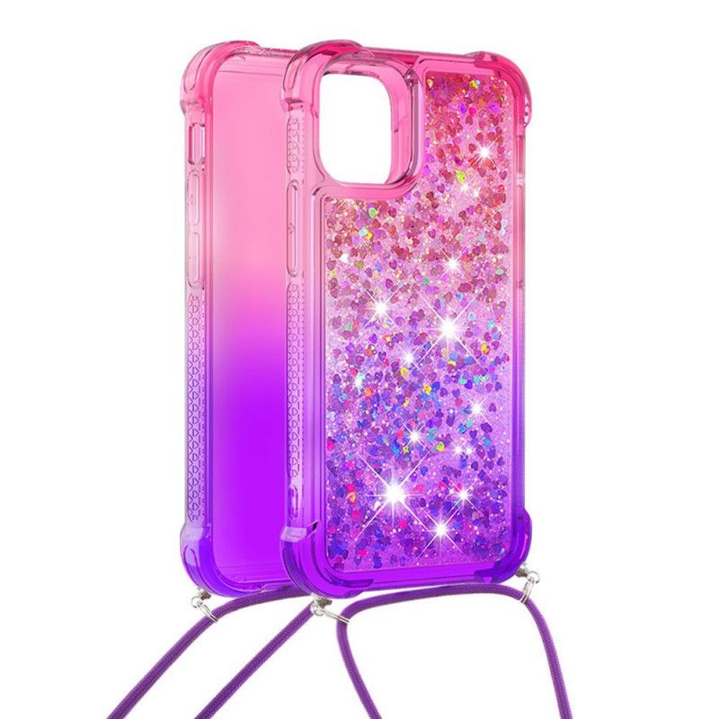 Case Kuoret iPhone 12 Mini Vaaleansininen Vaaleanpunainen Puhelinkuoret Silikoni Kimallus Ja Johto