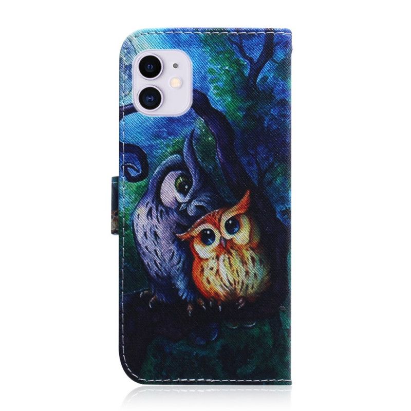 Kotelot iPhone 12 Mini Pöllöiden Maalaus