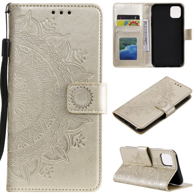 Kotelot iPhone 12 Mini Punainen Harmaa Aurinko Mandala