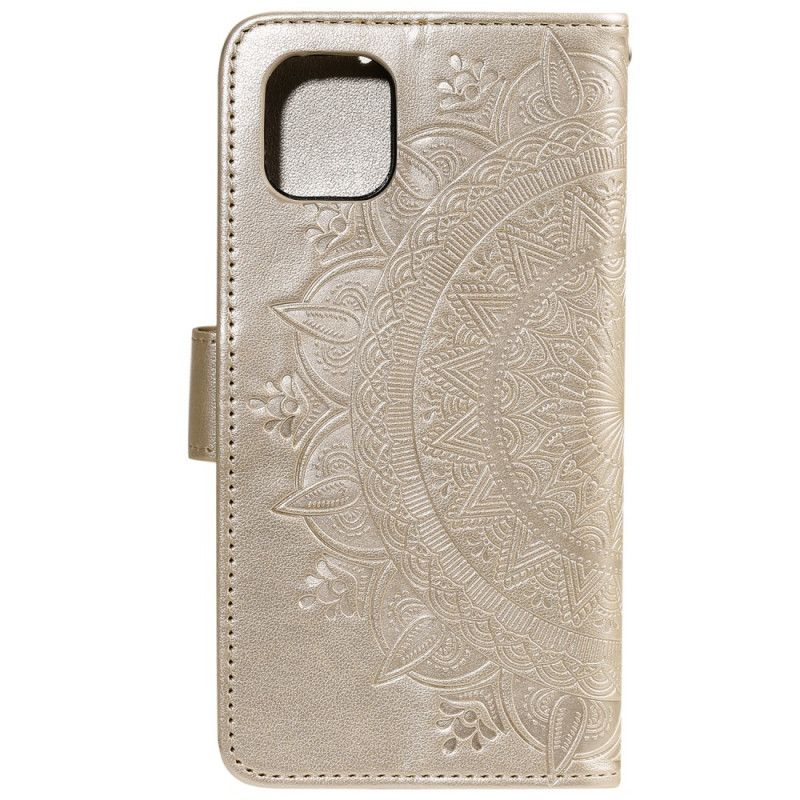 Kotelot iPhone 12 Mini Punainen Harmaa Aurinko Mandala