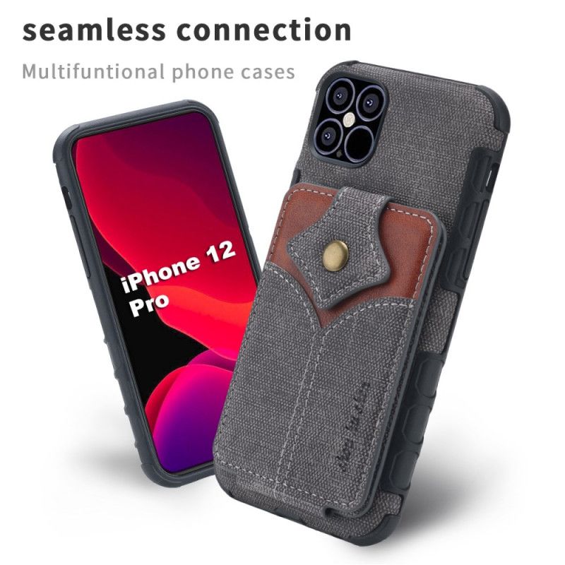 Kuori iPhone 12 Mini Harmaa Musta Kuvioitu Taittokorttikotelo