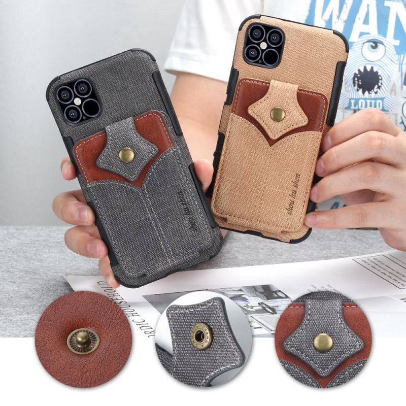 Kuori iPhone 12 Mini Harmaa Musta Kuvioitu Taittokorttikotelo